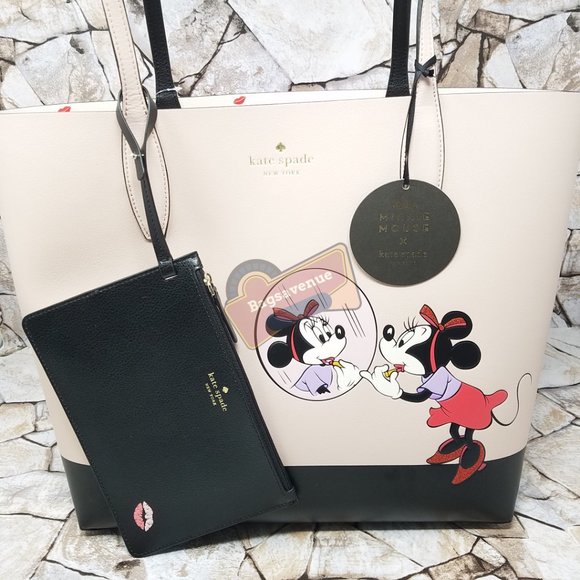 #bagsavenue FAST SHIPPING Minnie Mouse Black Reversible Pink Tote Kate Spade - Picture 7 of 16